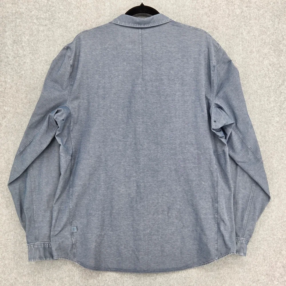 Lululemon‎ Men 2XL Commission Long Sleeve Button Shirt Chambray Blue Vented